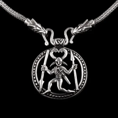 3mm Diameter Silver Viking Chain with Wolf Head Terminals Northan Viking Silver Necklaces