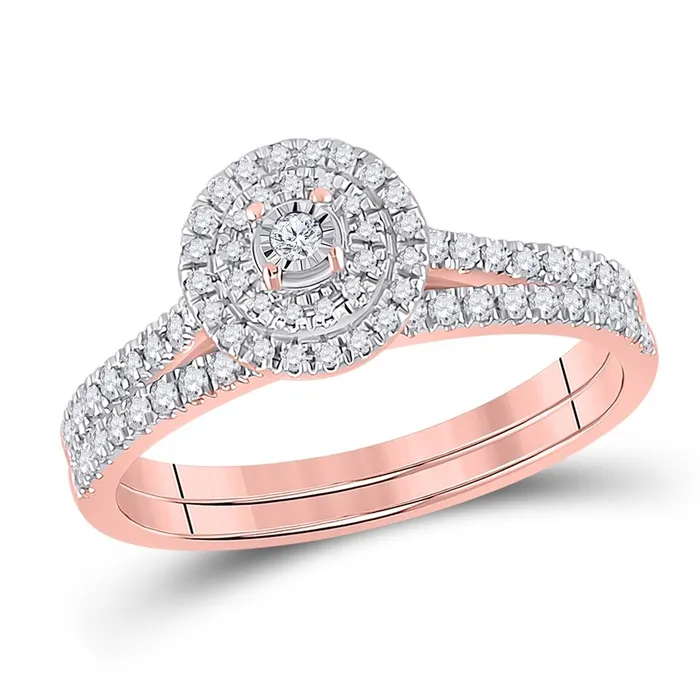 10k Rose Gold Round Diamond Bridal Wedding Ring Set 13 Cttw gndatlanta Rings