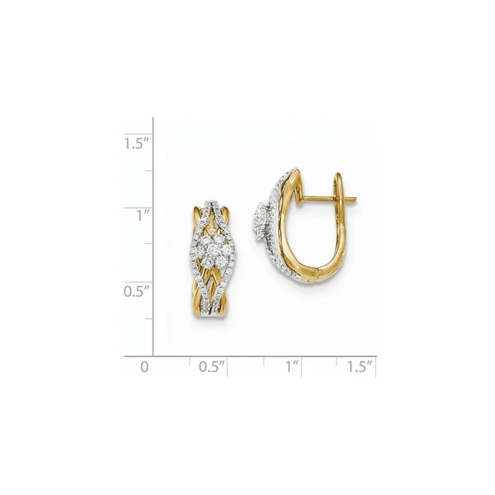 Earrings Goldia 14k Yellow Gold White Rhodium Fancy Undercarriage Real Diamond Hinged Post Earrings