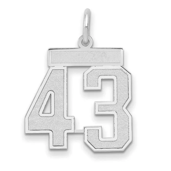 Goldia Charm Necklaces 14k White Goldw Medium Satin Number 43 Charm