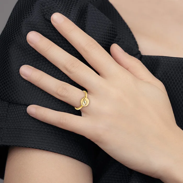 Goldiacom 14k Yellow Gold Real Diamond Initial D Ring Rings