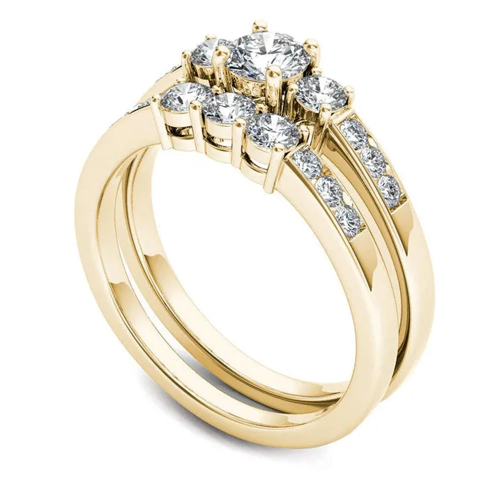 Goldia Rings 10 CT TW Natural Diamond Three Stone Bridal Engagement Ring Set in Solid 14K Gold Goldia Rings 10 CT TW Natural Diamond Three Stone Bridal Engagement Ring Set in Solid 14K Gold