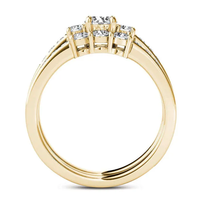 Goldia Rings 10 CT TW Natural Diamond Three Stone Bridal Engagement Ring Set in Solid 14K Gold Goldia Rings 10 CT TW Natural Diamond Three Stone Bridal Engagement Ring Set in Solid 14K Gold