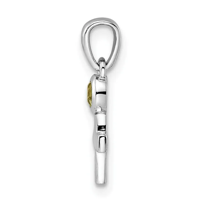 Goldia Sterling Silver Rhodiumplated Polished Peridot Cross Pendant Necklaces