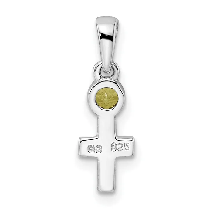 Goldia Sterling Silver Rhodiumplated Polished Peridot Cross Pendant Necklaces