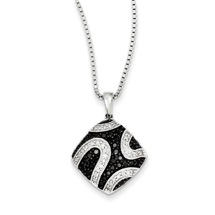 Necklaces Goldia Sterling Silver Black Diamond Square Pendant