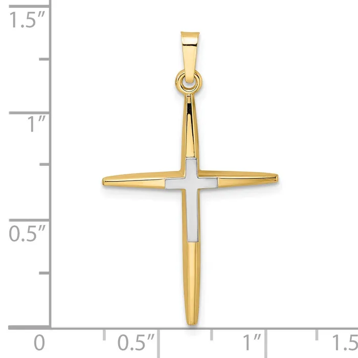 Rings Goldia 14k Twotone Gold Polished Solid Double Cross Pendant