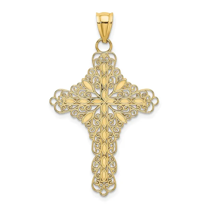 14K Green Enamel Filigree Cross Charm TreasureFineJewelers Charm Necklaces