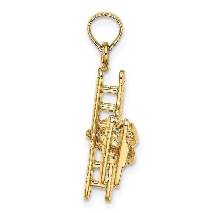 Charm Necklaces TreasureFineJewelers 14k 3D BiPlane with Ribbed Wings Charm
