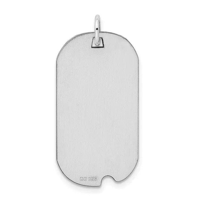 Sterling Silver Rhodplate Eng Dog Tag Polish FrontSatin Back Disc Charm TreasureFineJewelers Rings