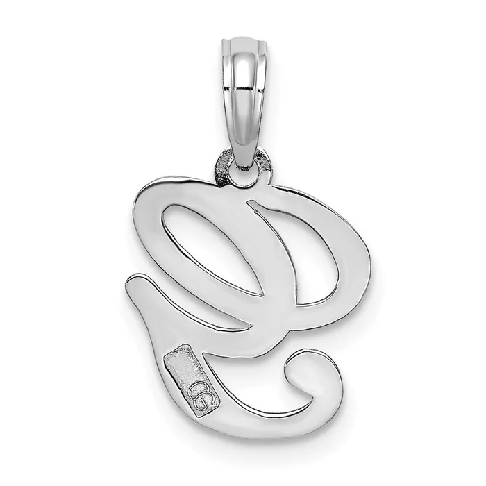 TreasureFineJewelers Charm Necklaces 10K White Gold Polished G Script Initial Charm