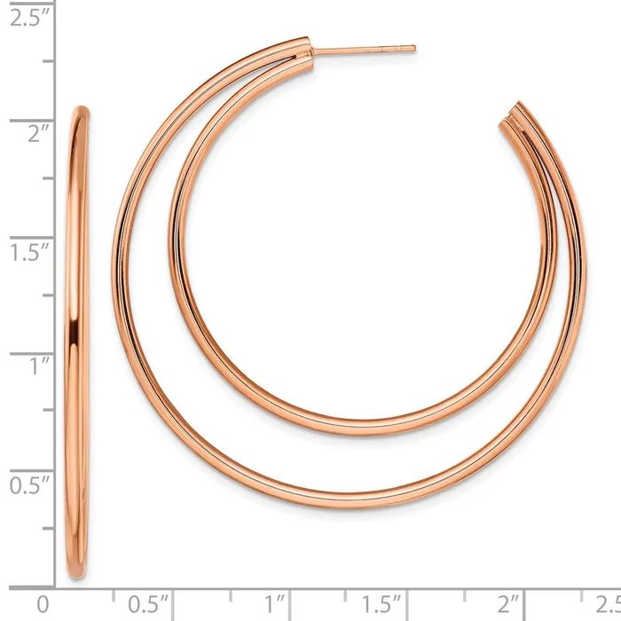 TreasureFineJewelers Earrings Stainless Steel Polished Rose IPplated Post Hoop Earrings