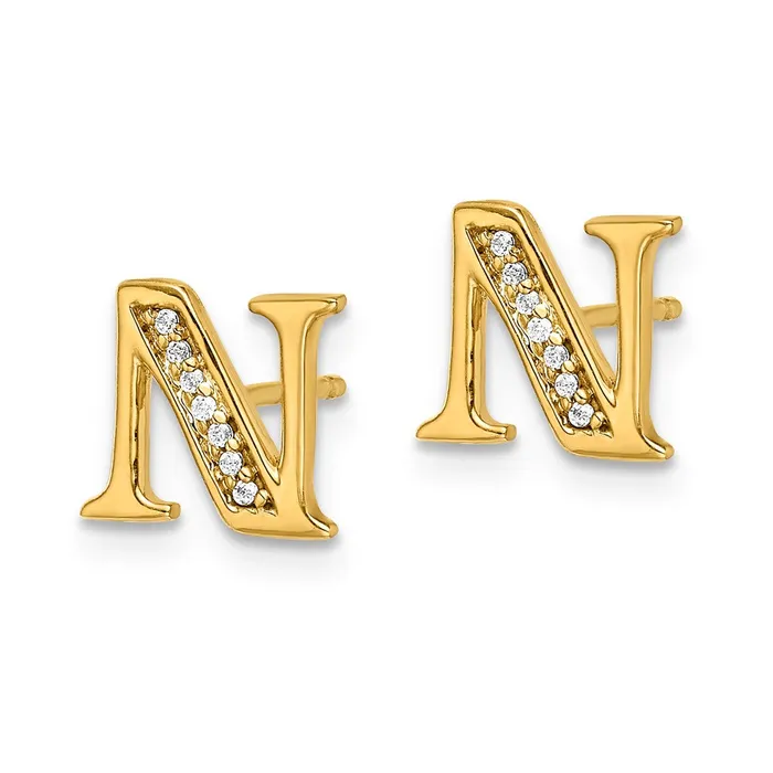 14k White Gold Diamond Initial N EarringsWBCEM4170N004WA WB Choice Jewelry Earrings 14k White Gold Diamond Initial N EarringsWBCEM4170N004WA WB Choice Jewelry Earrings