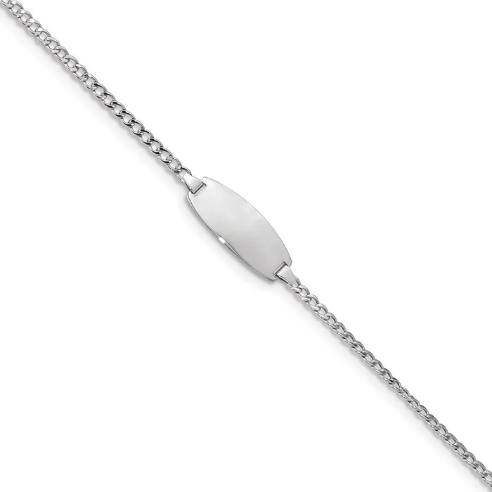 Bracelets WB Choice Jewelry 14k White Gold SemiSolid Oval Curb ID BraceletWBCDCID144W7