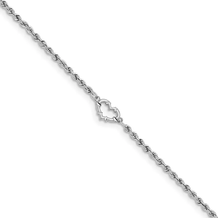 Rings WB Choice Jewelry 14k White Gold DC Rope with Heart 9inch AnkletWBCANK1539