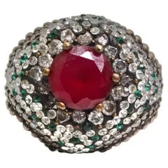 Vintage by Misty Rings 1980s Silver 925 Synthetic Ruby Ring