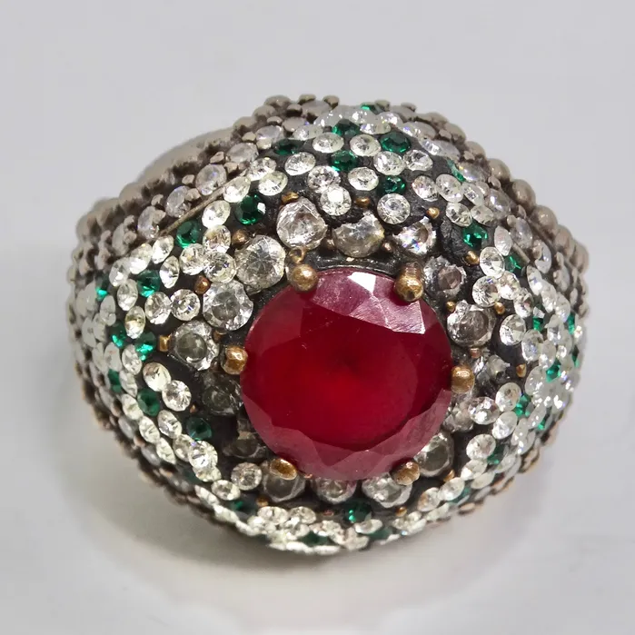 Vintage by Misty Rings 1980s Silver 925 Synthetic Ruby Ring