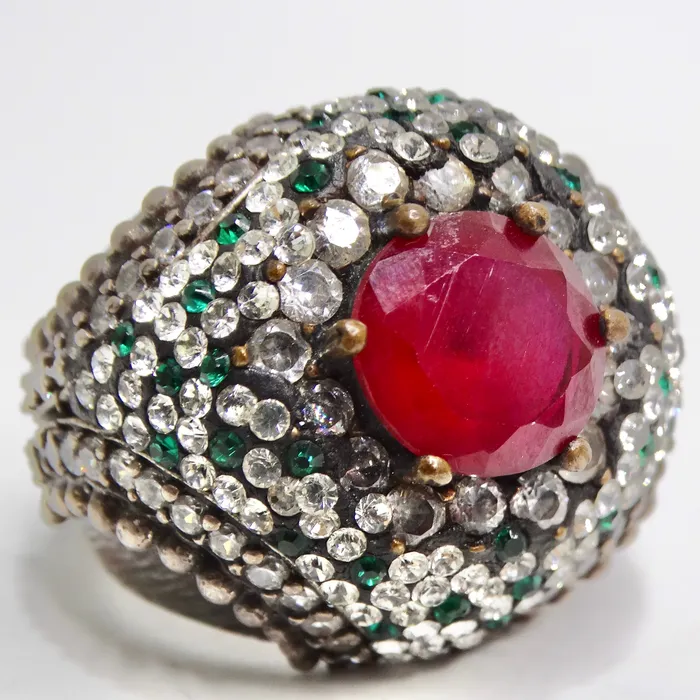 Vintage by Misty Rings 1980s Silver 925 Synthetic Ruby Ring
