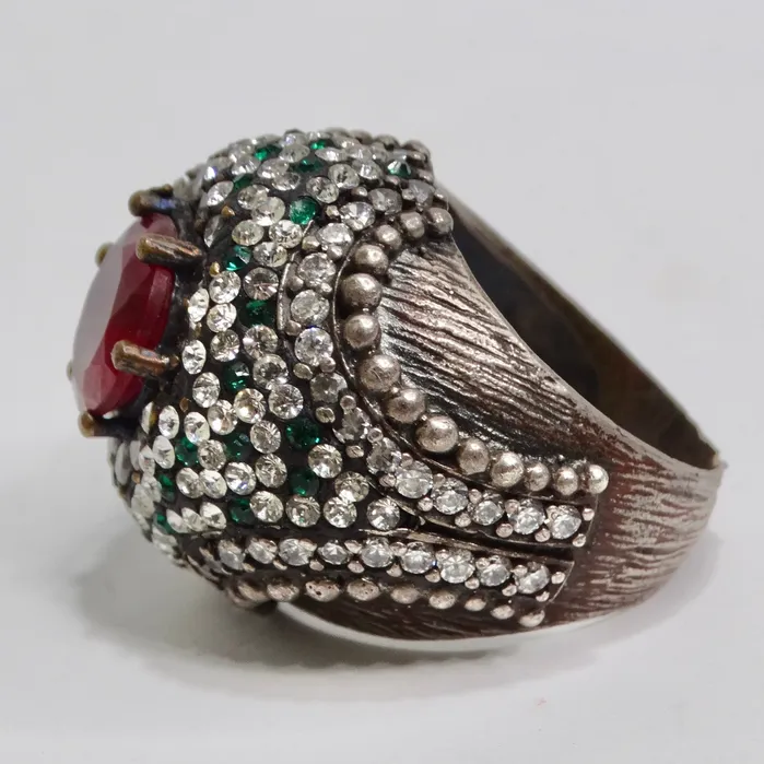 Vintage by Misty Rings 1980s Silver 925 Synthetic Ruby Ring
