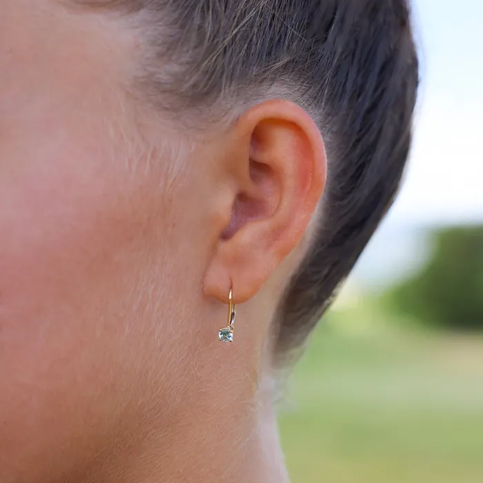 Aquamarine Drop Earrings 14kt misha hawaii Earrings