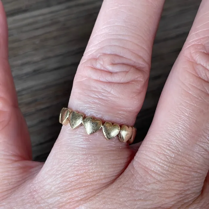 Rings Vintage Paris Jewelry Heart Band 9k Gold Vintage Rings Vintage Paris Jewelry Heart Band 9k Gold Vintage