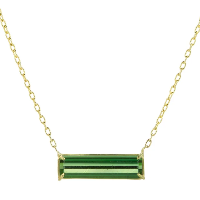 Dark Green Tourmaline Bar Pendant Necklace Rosanne Pugliese Necklaces