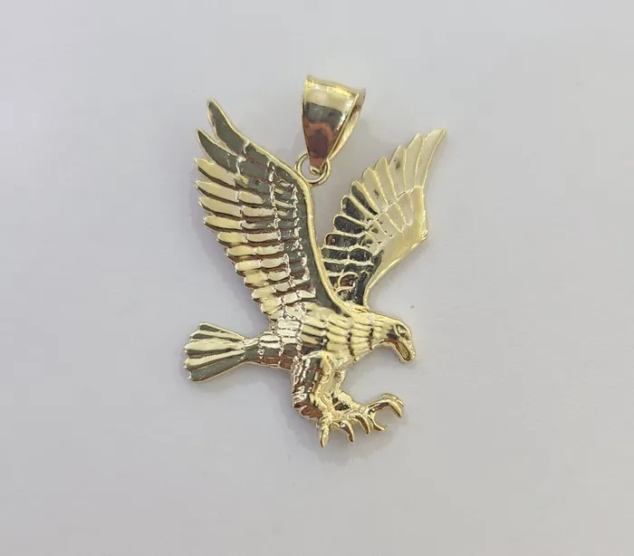 Necklaces globalwatches10 10k Yellow Gold Flying Eagle Charm Pendant For Men Women 1 Inch Bird 10kt Real