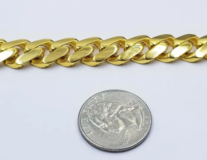 Necklaces Gold and Diamond 10K Yellow Gold 14mm Royal Monaco Miami Link Chain Necklace 20 Inch Men Real