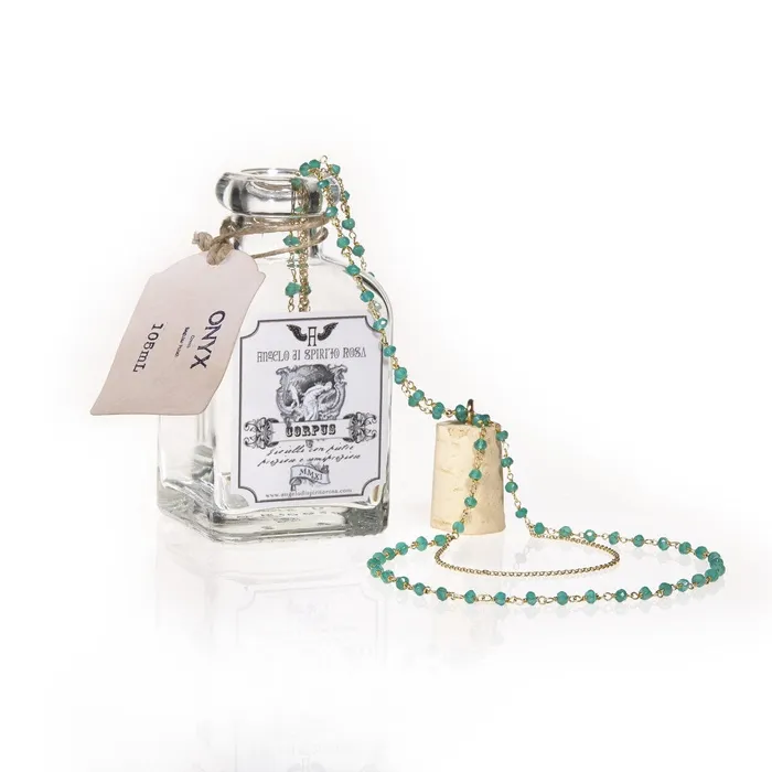 Spirito Rosa Necklaces Argentum Draped Necklace Green Onyx Gold Plated Silver
