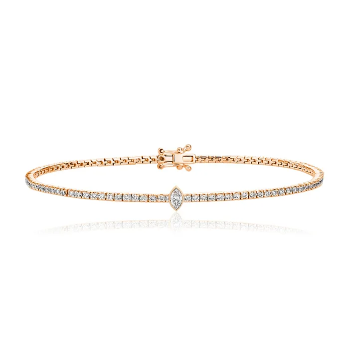 Alev Collection Solitaire Bezel Diamond Tennis Bracelet Bracelets