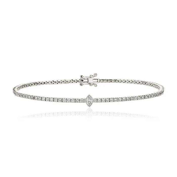 Alev Collection Solitaire Bezel Diamond Tennis Bracelet Bracelets