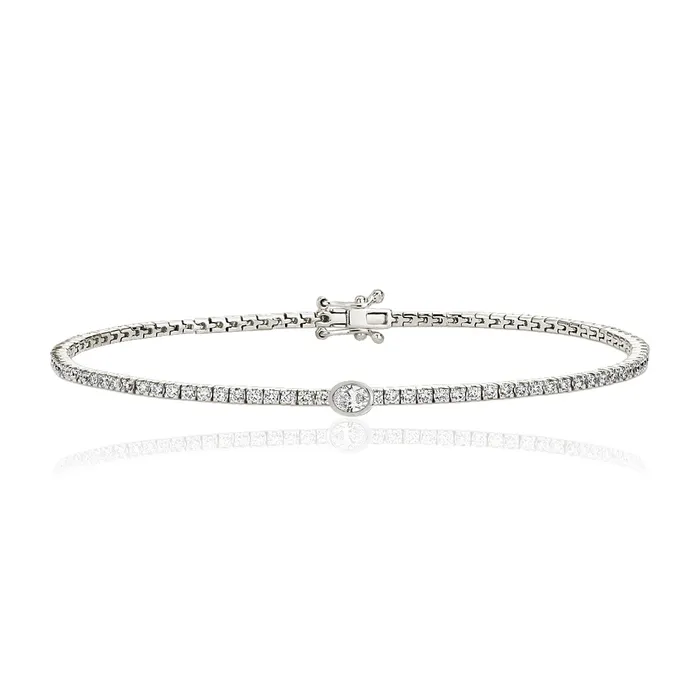 Alev Collection Solitaire Bezel Diamond Tennis Bracelet Bracelets