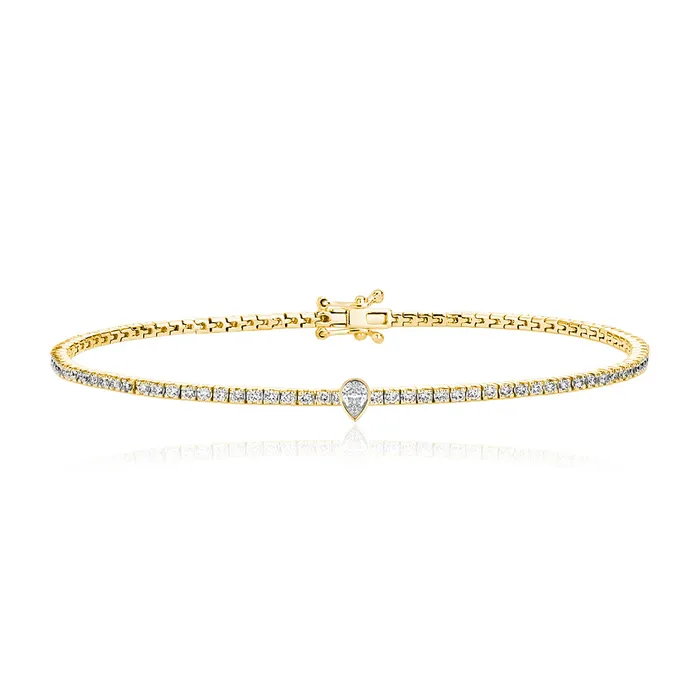 Alev Collection Solitaire Bezel Diamond Tennis Bracelet Bracelets