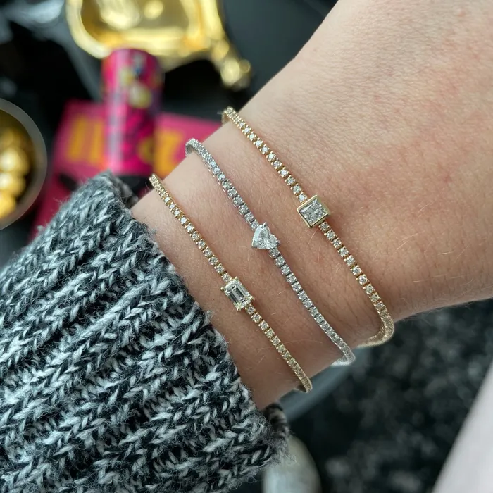 Alev Collection Solitaire Bezel Diamond Tennis Bracelet Bracelets