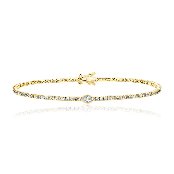 Alev Collection Solitaire Bezel Diamond Tennis Bracelet Bracelets