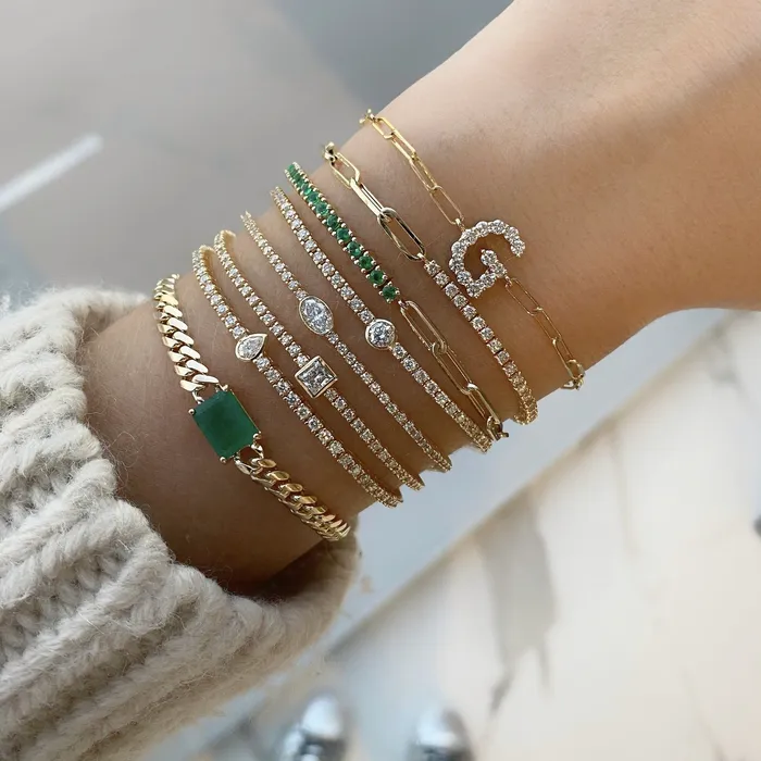 Alev Collection Solitaire Bezel Diamond Tennis Bracelet Bracelets