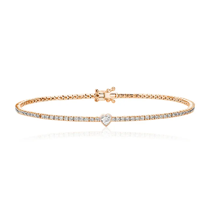 Alev Collection Solitaire Bezel Diamond Tennis Bracelet Bracelets