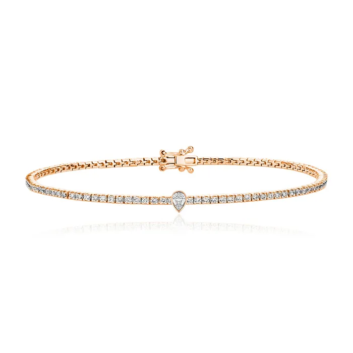 Alev Collection Solitaire Bezel Diamond Tennis Bracelet Bracelets