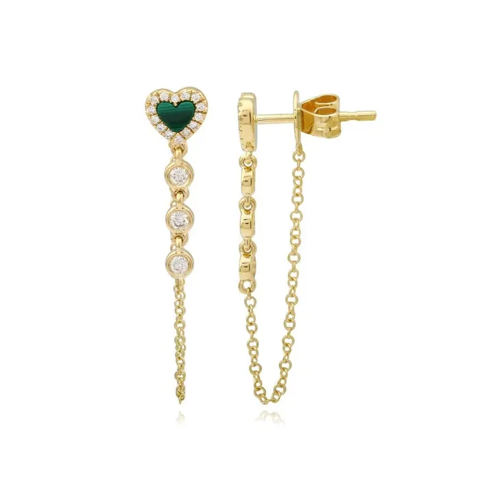 Earrings Alev Jewelry Pave Outline Stone Heart Chain Earrings