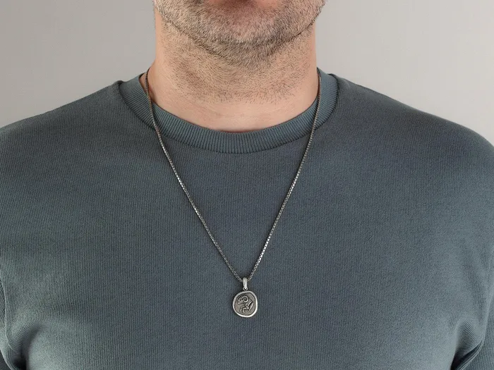 GG SILVER NEW Necklaces GURHAN Mens Sterling Silver Coin Pendant Necklace 31x19mm Greek Animal Figure