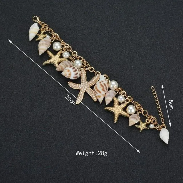 sparklingselections Bracelets New Fashion Tidal Marine Shells And Starfish Charm Bracelet sparklingselections Bracelets New Fashion Tidal Marine Shells And Starfish Charm Bracelet