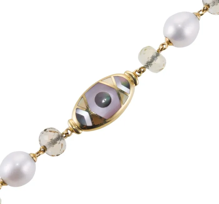 Asch Grossbardt Inlay Mother of Pearl Peridot Gold Bracelet Asch Grossbardt Bracelets