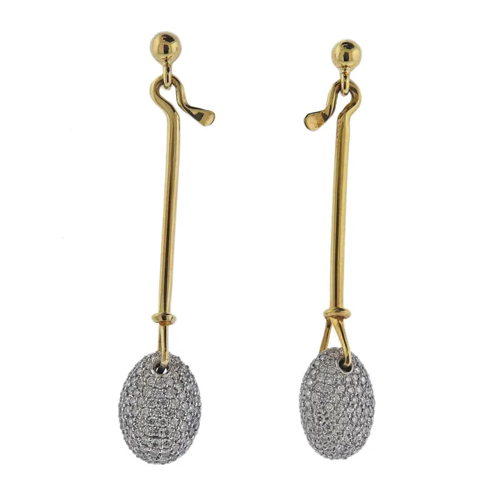 Georg Jensen Earrings Georg Jensen Dew Drop 18k Gold Diamond Earrings 1128