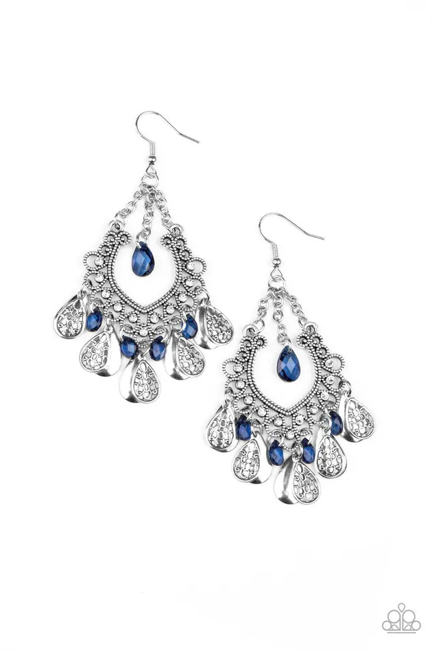 Paparazzi Accessories Earrings Musical Gardens Blue Earrings Jewelry by Bretta
