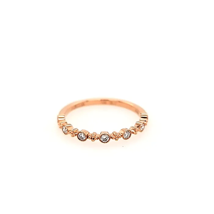 14k Gold Bezel Beaded Diamond Stacker Ring I6209 I6210 I6211 Zeghani Rings