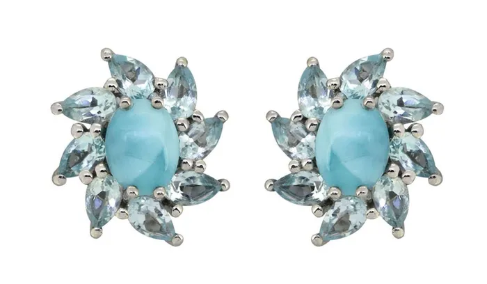 465 ct Larimar Solid 925 Sterling Silver Stud Earrings Jewelry YoTreasure Earrings 465 ct Larimar Solid 925 Sterling Silver Stud Earrings Jewelry YoTreasure Earrings