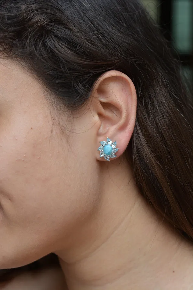 465 ct Larimar Solid 925 Sterling Silver Stud Earrings Jewelry YoTreasure Earrings