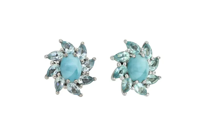 465 ct Larimar Solid 925 Sterling Silver Stud Earrings Jewelry YoTreasure Earrings