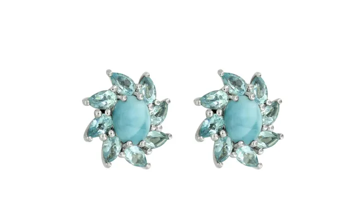 465 ct Larimar Solid 925 Sterling Silver Stud Earrings Jewelry YoTreasure Earrings