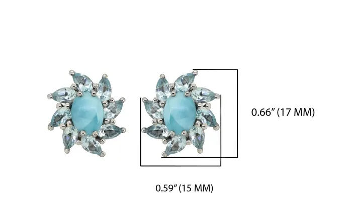 465 ct Larimar Solid 925 Sterling Silver Stud Earrings Jewelry YoTreasure Earrings